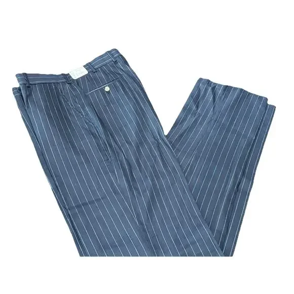 NWT Peter Millar Men's Linen & Cotton Dress Pants Black White Pinstripe Size 33